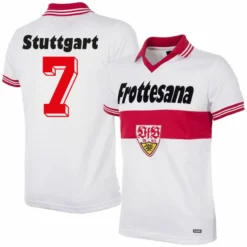 Copa VFB Stuttgart Home No. 7 Retro Trikot 1977-1978 (Retro Filz-Spielerbeflockung)