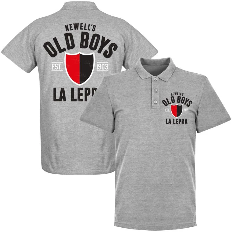 Newell’s Old Boys Established Double Crest Polo - Grey Marl 1 Newell’s Old Boys Established Double Crest Polo - Grey Marl