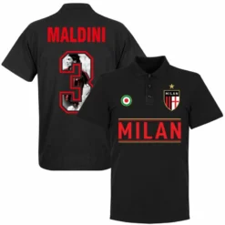 Mailand Maldini 3 Gallery Team Polo Shirt - Schwarz