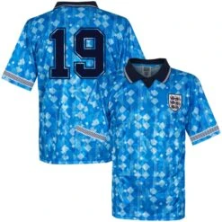 Score Draw England 3. Nr.19 Retro Trikot WM 1990 (Retro Filz-Spielerbeflockung)