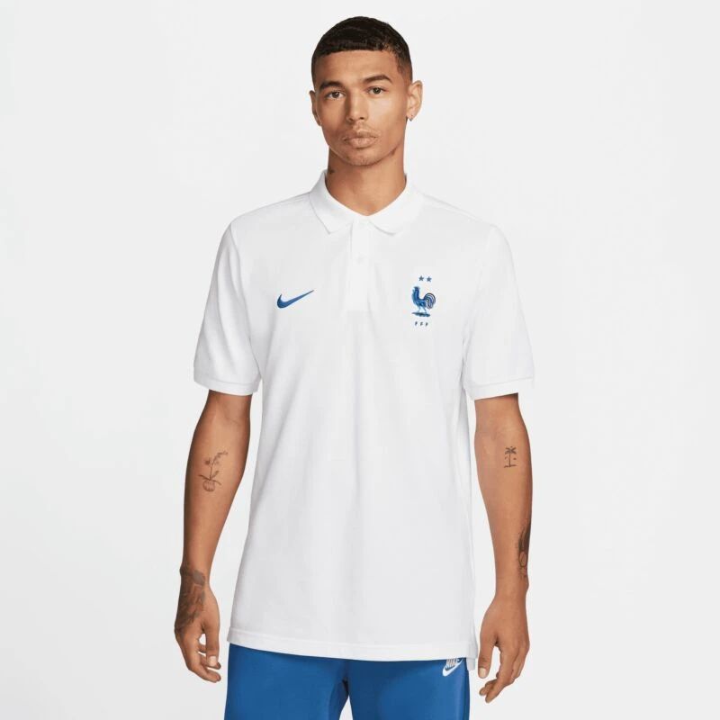 Nike Frankreich NSW Crest Pique Polo - Weiß 2022-2023 1 Nike Frankreich NSW Crest Pique Polo - Weiß 2022-2023