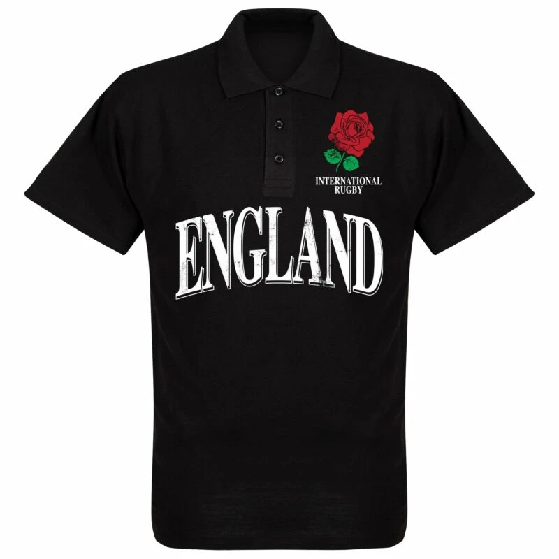 England Rose International Rugby Polo Shirt - Schwarz 1 England Rose International Rugby Polo Shirt - Schwarz